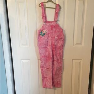 Kids Pink Tie-Dye Overalls